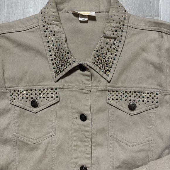 VTG  Womens L Studded Denim Button Up Jacket  Retro Y2K 90’s Fairy - Picture 4 of 11